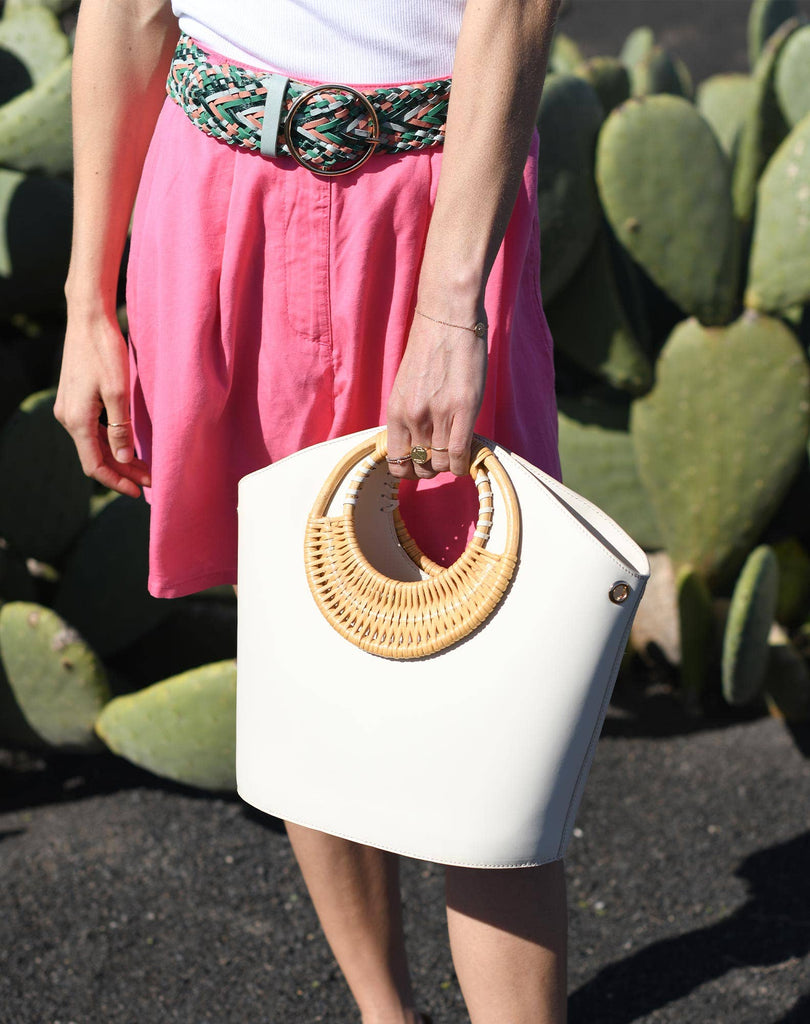 Maradji - ECRU RECYCLED LEATHER HAND BAG LOLA