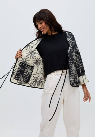 Raffya - Felicity Palm Print Reversible Jacket In Multi: 10