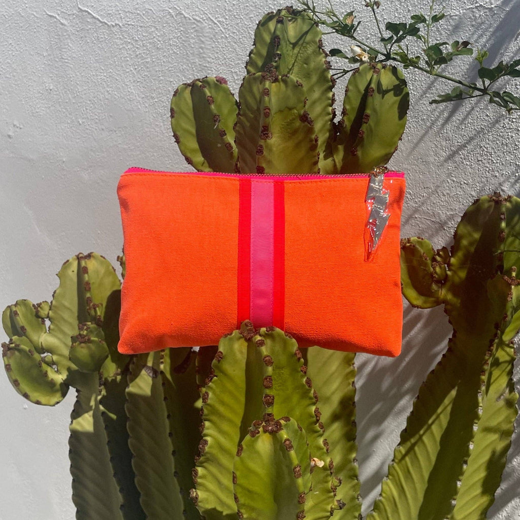 Cockatoo - BRIGHT ORANGE LUCKY STRIPE CLUTCH