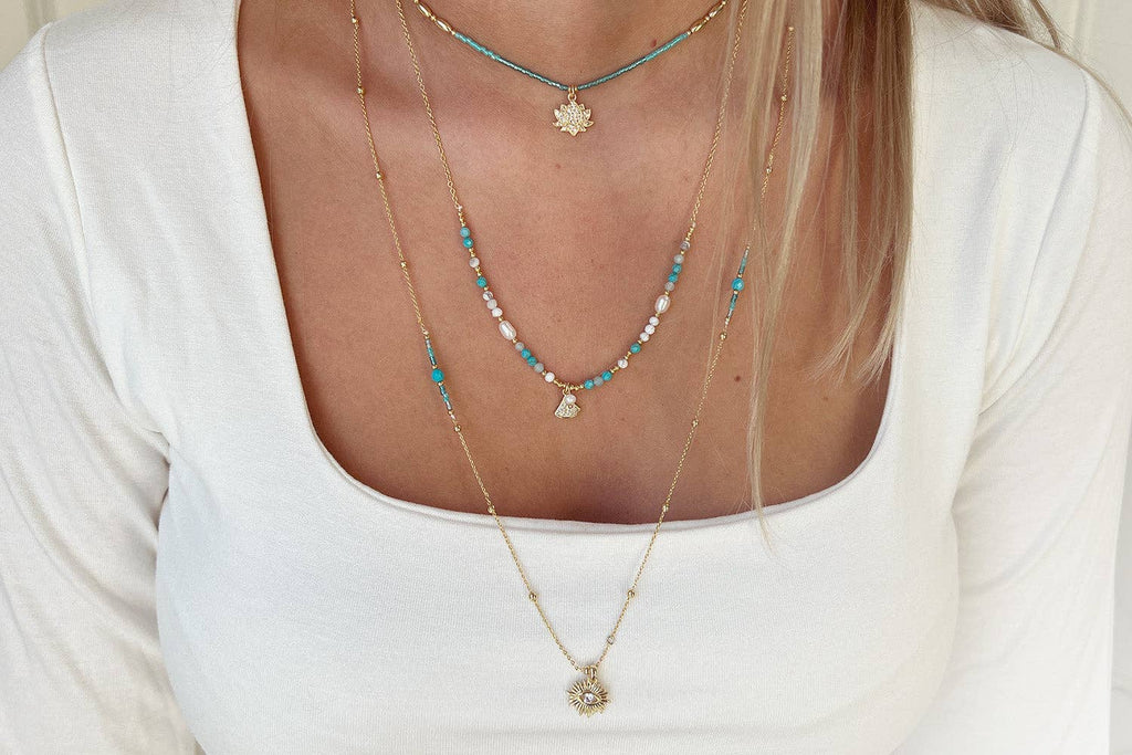 Boho Betty - Mami Evil Eye Gold Long CZ Necklace