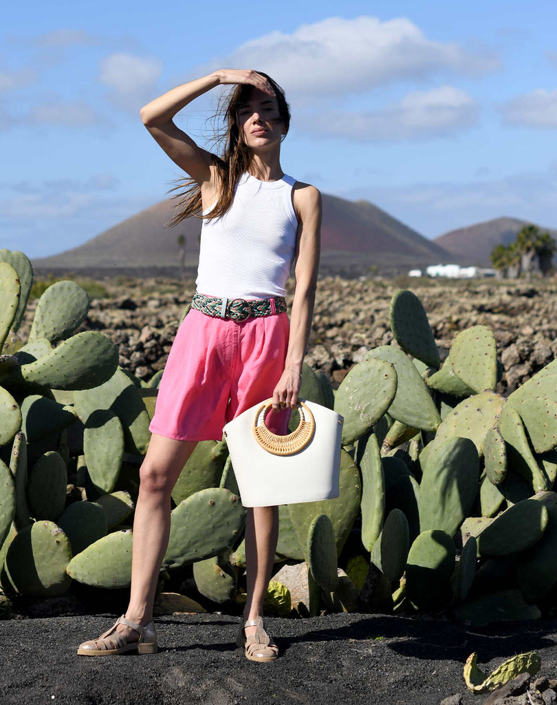 Maradji - ECRU RECYCLED LEATHER HAND BAG LOLA