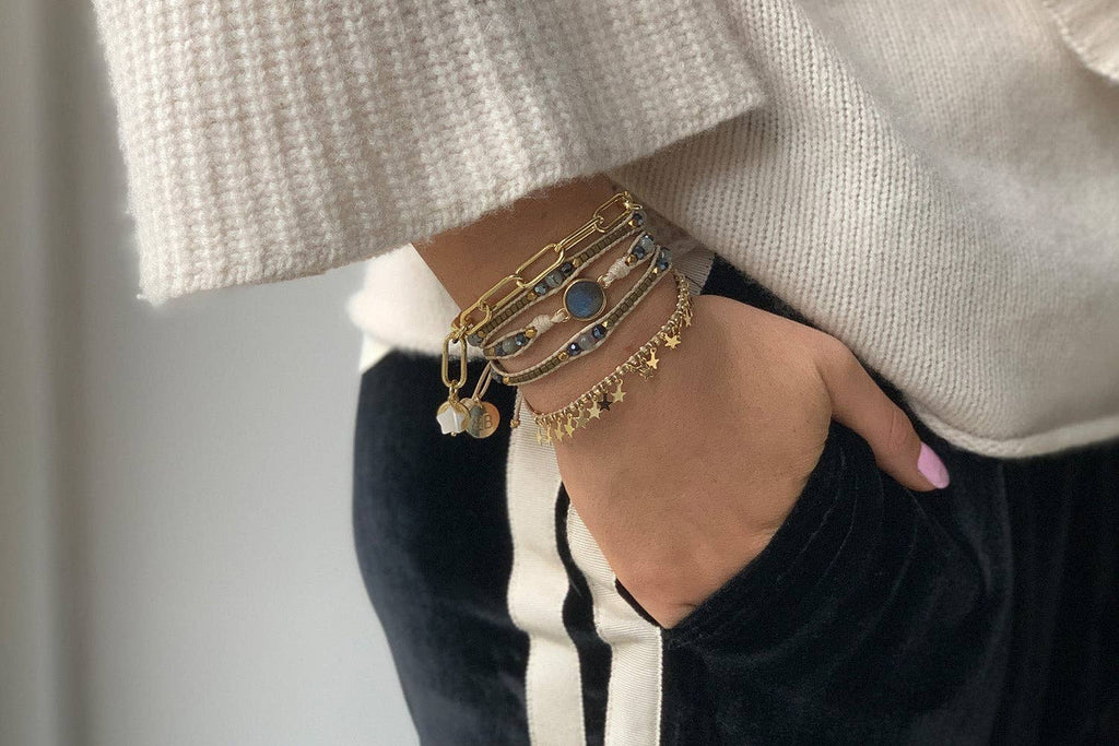 Boho Betty - America Pearl Gemstone 3 Wrap Bracelet