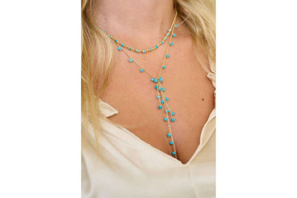 Boho Betty - Ivy Turquoise Gemstone Beaded Lariat Necklace