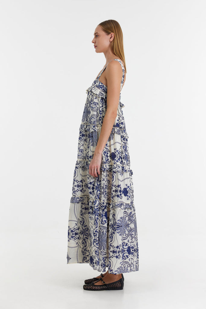 Devotion twins Reggina cotton batiste maxi ruffle summer holiday resort wear dress