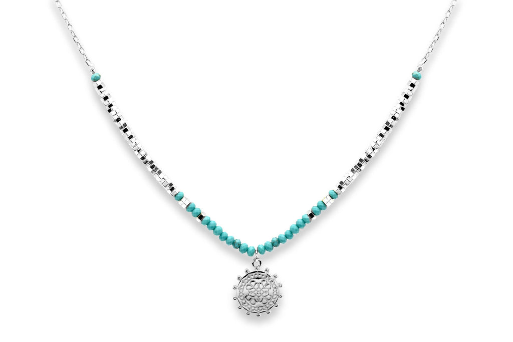 Boho Betty - Hades Turquoise Silver Pendant Necklace