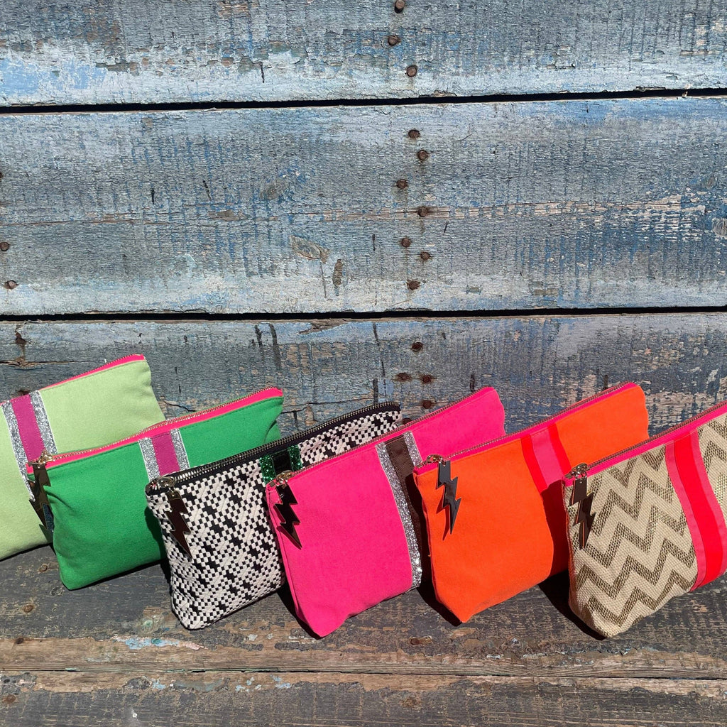 Cockatoo - BRIGHT ORANGE LUCKY STRIPE CLUTCH