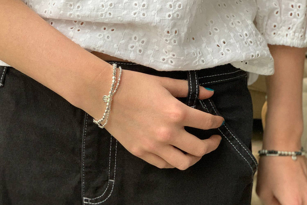 Boho Betty - Sabal Minor Silver Nugget Stretchy Bracelet Set