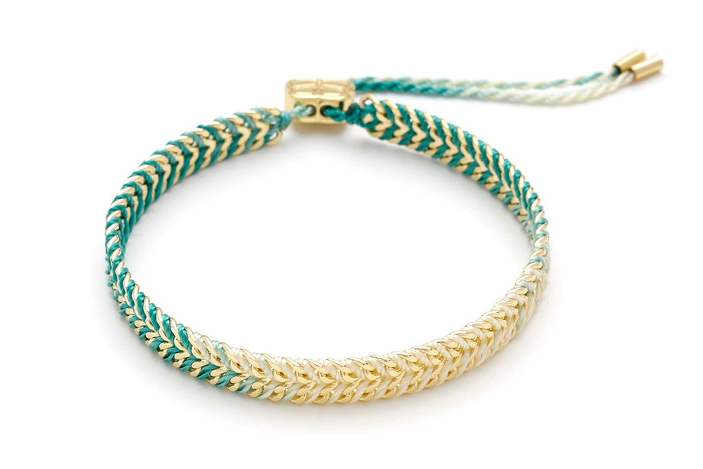 Boho Betty - Iztac Green Ombré Gold Woven Bracelet