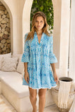 Sophia Alexia - AZURE MOSAIC MALLORCA SHIRT DRESS: M/L