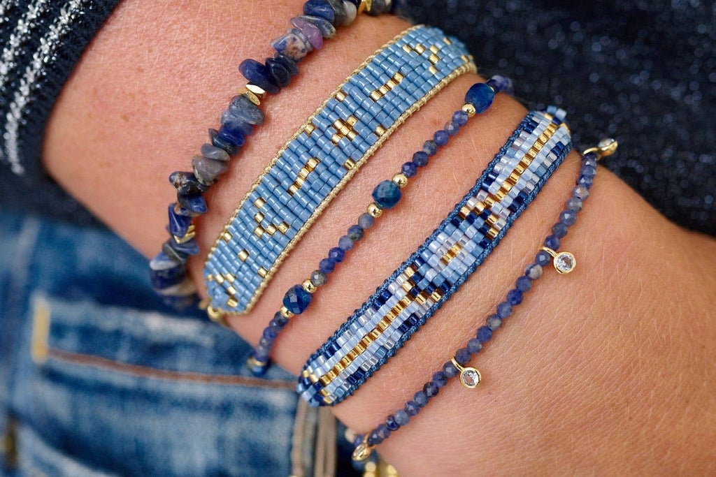 Boho Betty - Grace Gold & Blue Beaded Friendship Bracelet