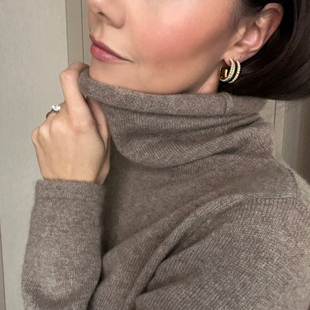 Talis Chains - Manhattan Flat Hoop Earrings - Pearl Talis Chains