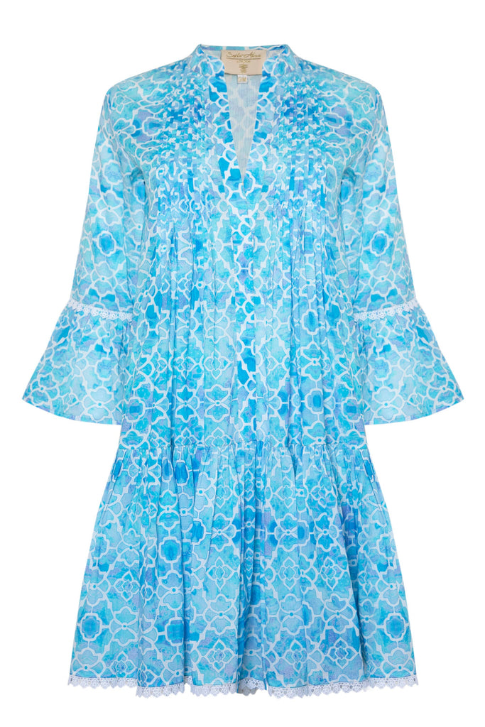 Sophia Alexia - AZURE MOSAIC MALLORCA SHIRT DRESS: M/L