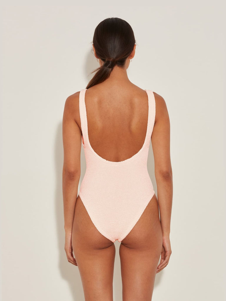 Hunza G Domino original 80’s crinkle swimsuit in cream blush with scoop back