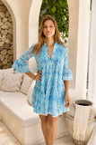 Sophia Alexia - AZURE MOSAIC MALLORCA SHIRT DRESS: M/L