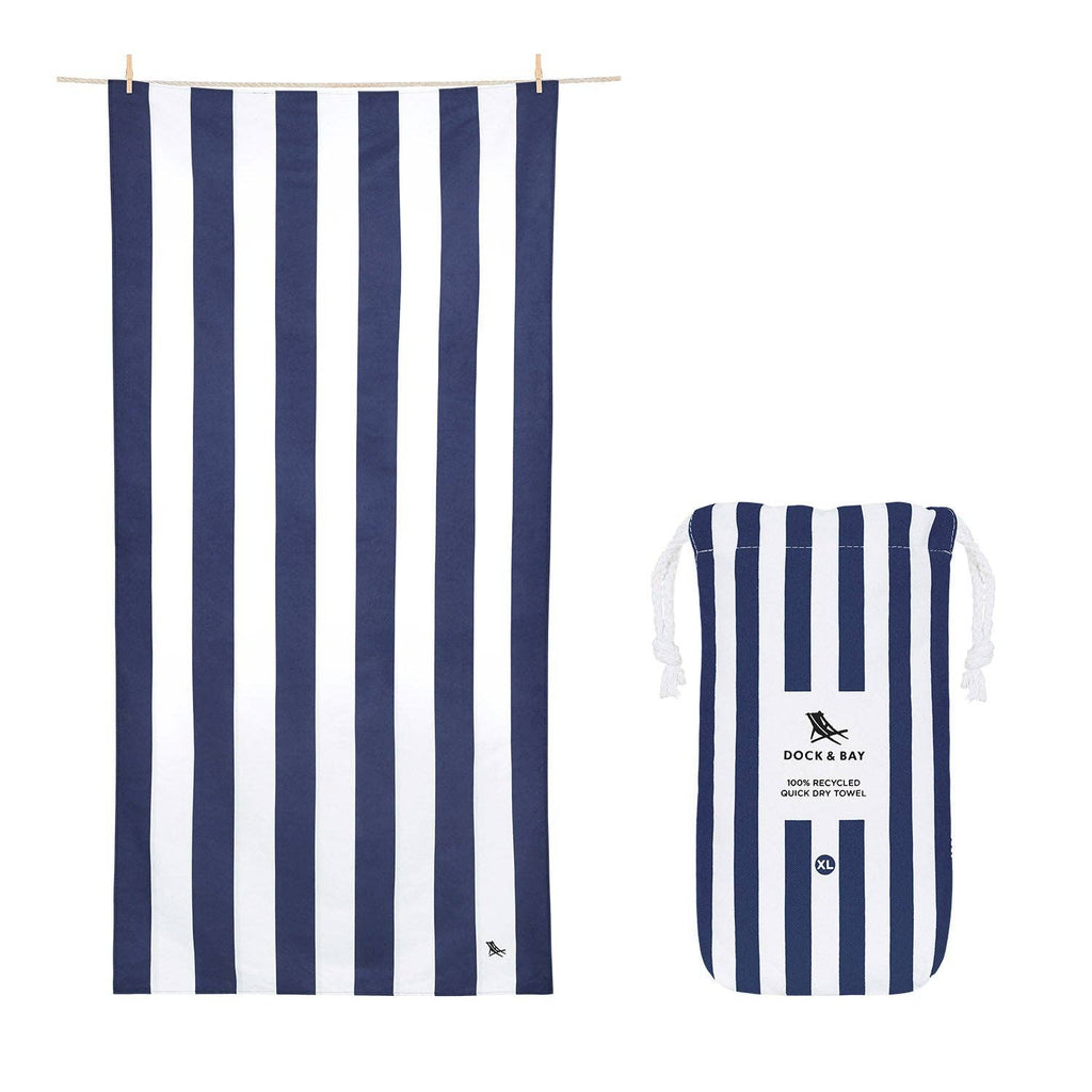 Dock & Bay UK - Quick Dry Beach Towels - Stripes - Sand Free: Whitsunday Blue / Extra Large (200x90cm)