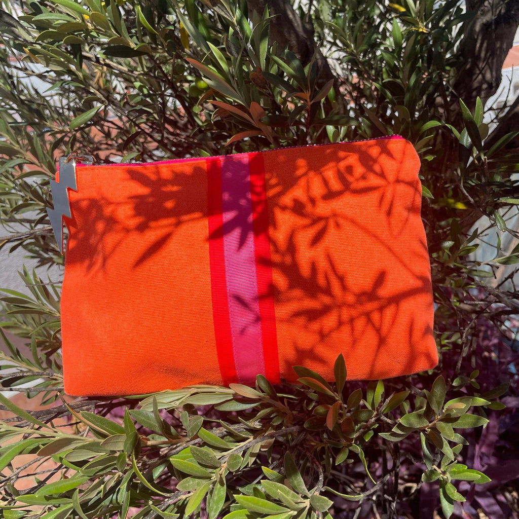 Cockatoo - BRIGHT ORANGE LUCKY STRIPE CLUTCH