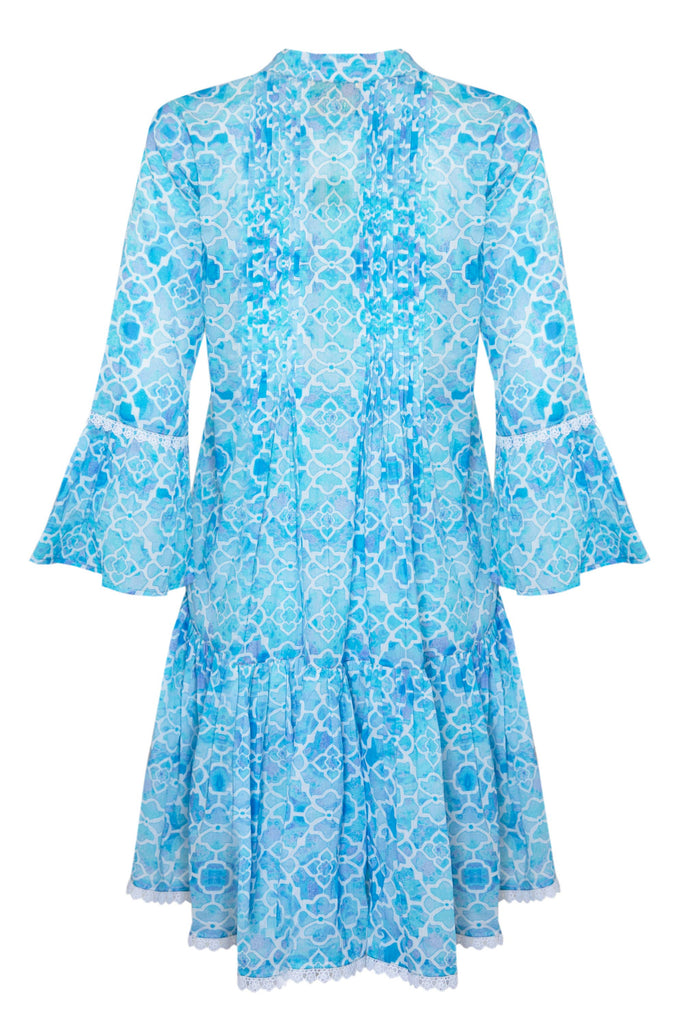 Sophia Alexia - AZURE MOSAIC MALLORCA SHIRT DRESS: M/L