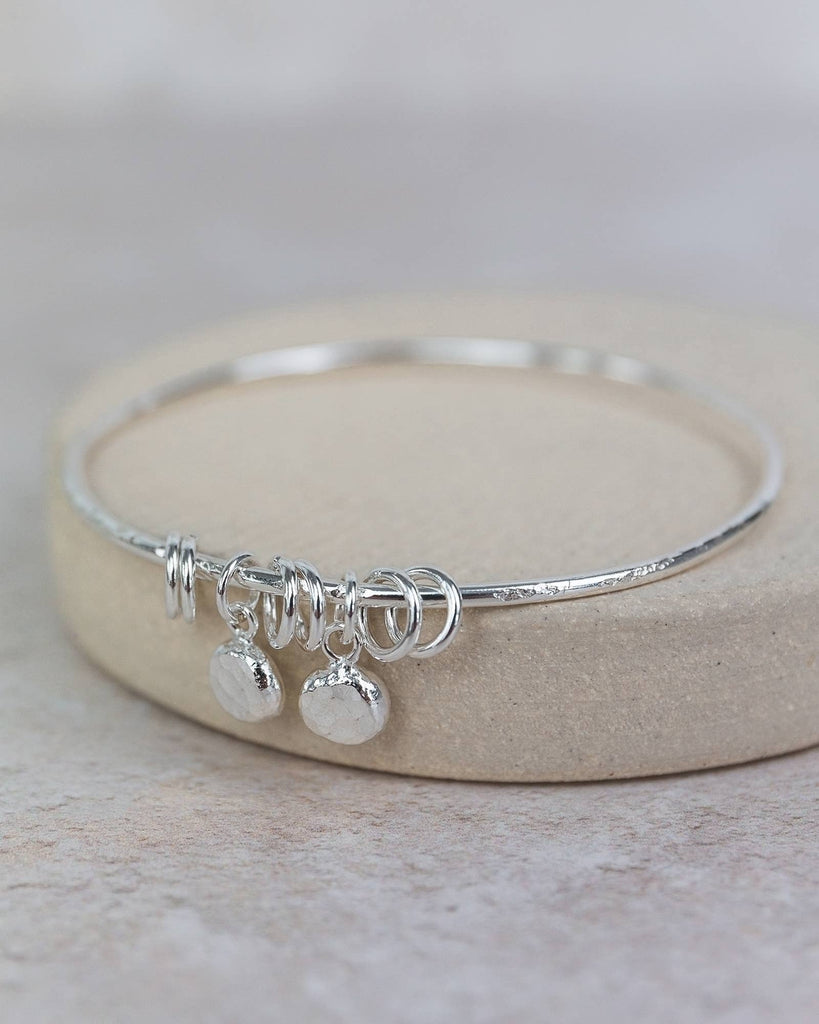 Lucy Kemp Jewellery - Sterling Silver Nugget Bangle: 6.5cm