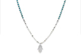 Boho Betty - Lieu Turquoise Healing Hand silver Necklace
