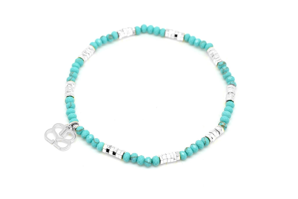 Boho Betty - Cerulean Turquoise Silver Stretch Bracelet