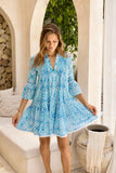 Sophia Alexia - AZURE MOSAIC MALLORCA SHIRT DRESS: M/L