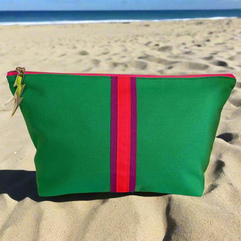 Cockatoo - LARGE LUCKY STRIPE BAG - EMERALD