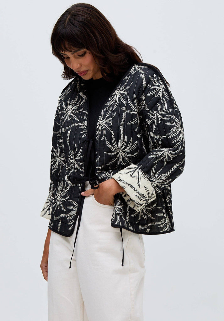 Raffya - Felicity Palm Print Reversible Jacket In Multi: 10