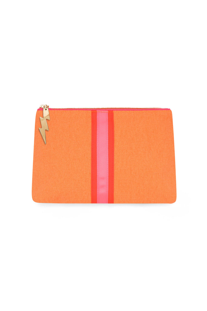 Cockatoo - BRIGHT ORANGE LUCKY STRIPE CLUTCH