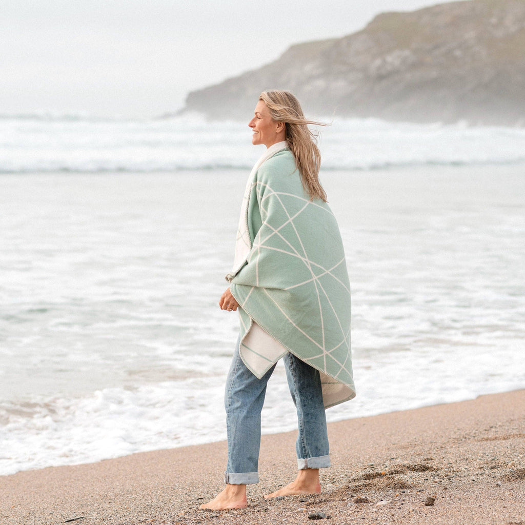 Atlantic Blankets - Seafoam Portolan Recycled Cotton Blanket: Large 160 x 200cm