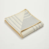 Atlantic Blankets - Grey Stripe Recycled Cotton Blanket - Yellow Stitch: Large 160 x 200cm