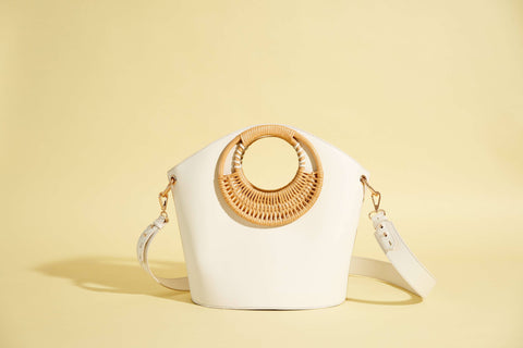 Maradji - ECRU RECYCLED LEATHER HAND BAG LOLA