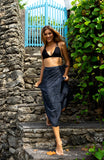 Ollie Burwell - Black Echo | Eco-Friendly | Silk Sarong | Scarf | Hand-Print