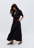 Raffya - Candice Flutter Sleeve Jacquard Maxi Dress In Black: 10