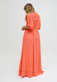 Raffya - Somerton Kaftan Style Embroidered Maxi Dress In Orange: 10