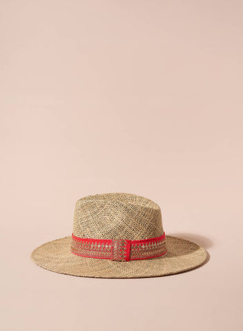 Maradji - SOMBRERO ROSA & GOLD STRAW HAT: M