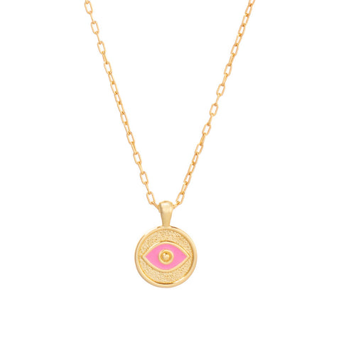 Talis Chains - Evil Eye Pendant Necklace - Pink Talis Chains