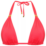 NAIA beach Maia luxury bikini top in Mustique Magenta coral red with gold trim, by Tess Daly, Coastal Culture Abersoch, back view