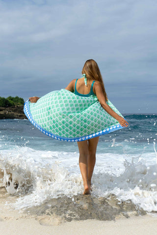 Ollie Burwell - Geo - Green | Voile | Hand Printed Sarong