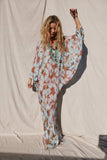 Jen’s pirate booty reflections kingdom designer resort wear beach maxi kaftan in watercolor turquoises blues & brown silk rayon