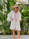 Ollie Burwell - Kaftan Beach Cover Up Glitter and Sparkle Dress - White & Gold