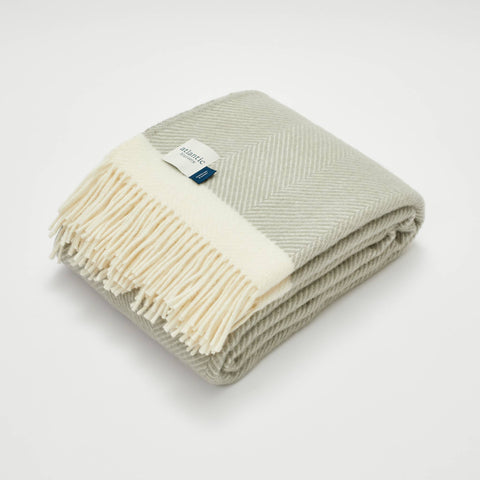Atlantic Blankets - Harbour Grey Herringbone Wool Blanket: King 130 x 250cm