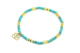 Boho Betty - Cerulean  Turquoise Gold Stretch Bracelet