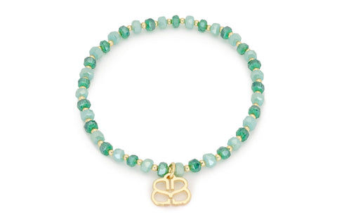 Boho Betty - Prunus Aqua & Gold Crystal Stretch Bracelet