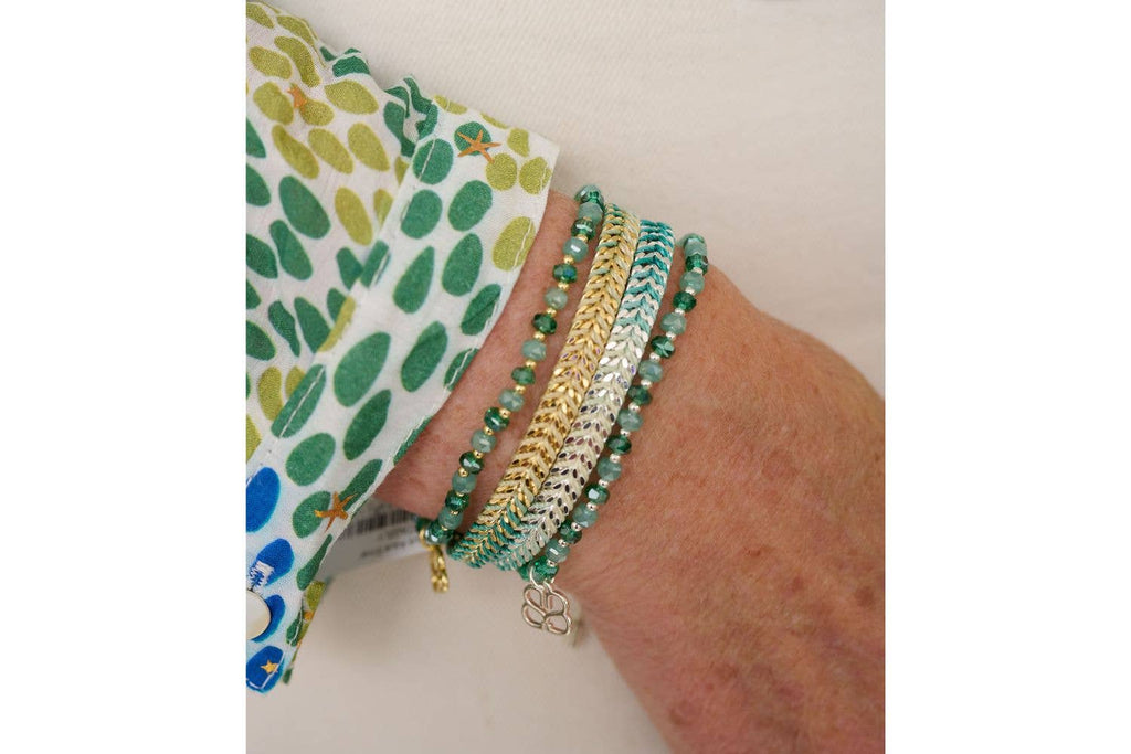 Boho Betty - Prunus Aqua & Gold Crystal Stretch Bracelet