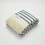 Atlantic Blankets - Sailor Blue Stripe Wool Blanket: Large 130 x 200cm