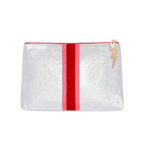 Cockatoo - SHEENY SILVER CLUTCH - PINK