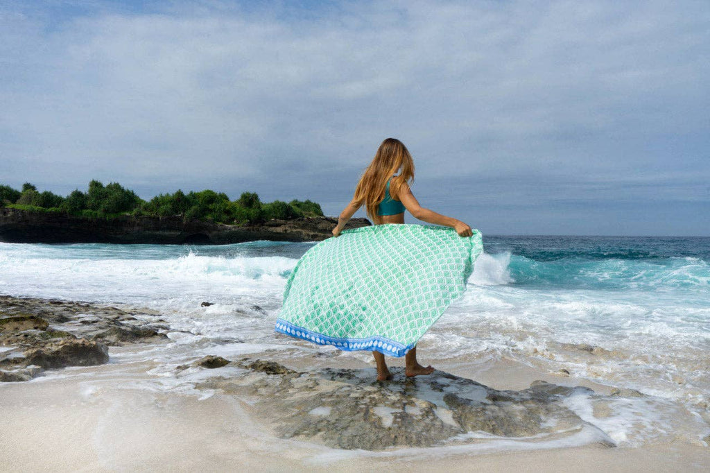 Ollie Burwell - Geo - Green | Voile | Hand Printed Sarong