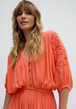 Raffya - Somerton Kaftan Style Embroidered Maxi Dress In Orange: 10