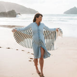 Atlantic Blankets - Sailor Blue Stripe Wool Blanket: Large 130 x 200cm
