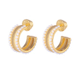 Talis Chains - Manhattan Flat Hoop Earrings - Pearl Talis Chains